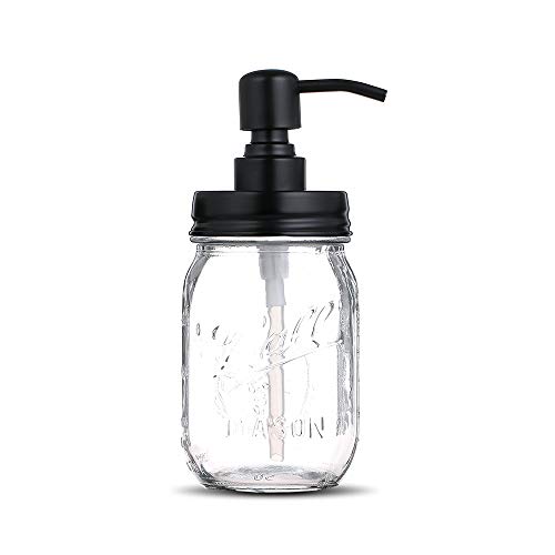 Bonris 16oz Clear Glass Jar Soap Dispenser