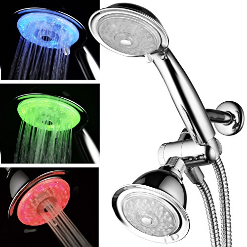 Luminex by PowerSpa 7-Color 24-Setting LED Shower Head