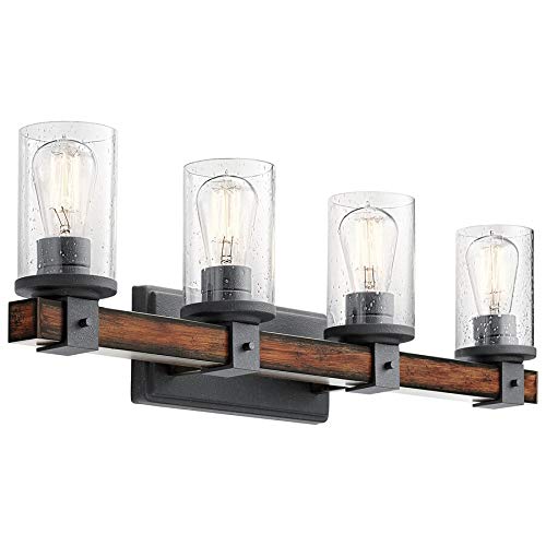 Kichler 37423 Barrington Distressed Black and Wood Cylinder 