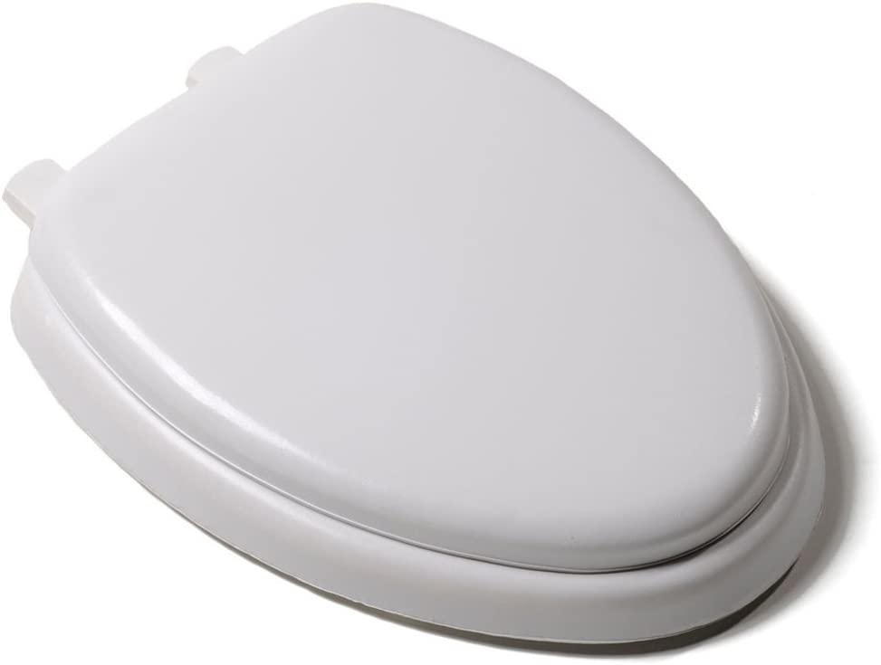 Deluxe White Elongated Soft Cushioned Padded Toilet Seat
